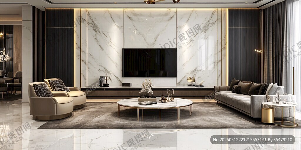 现代轻奢风客厅优雅空间