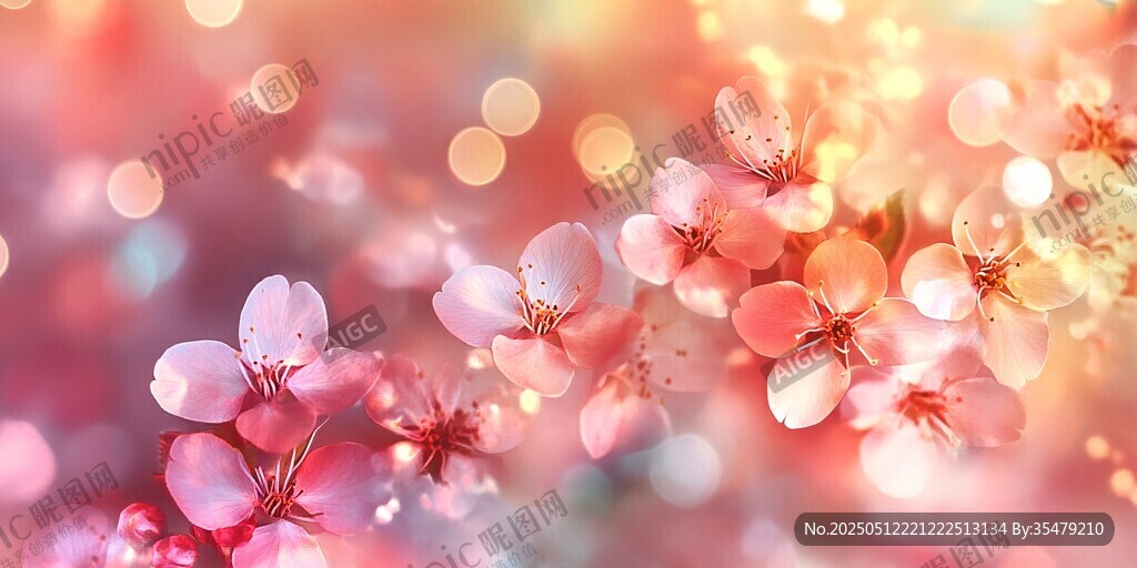 浪漫粉色樱花梦幻背景图