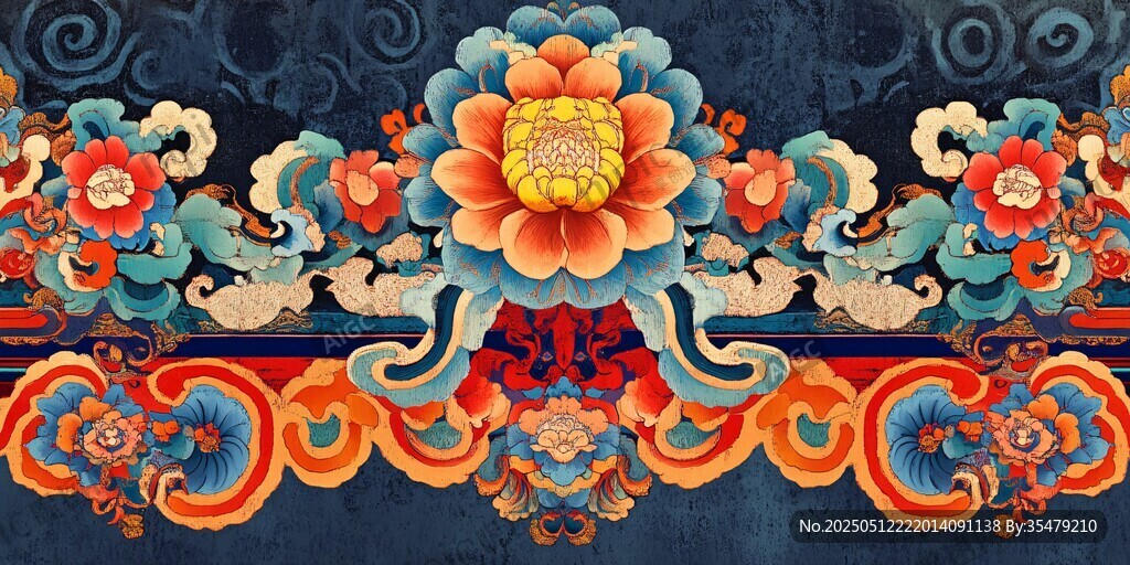 传统中式花卉纹样装饰