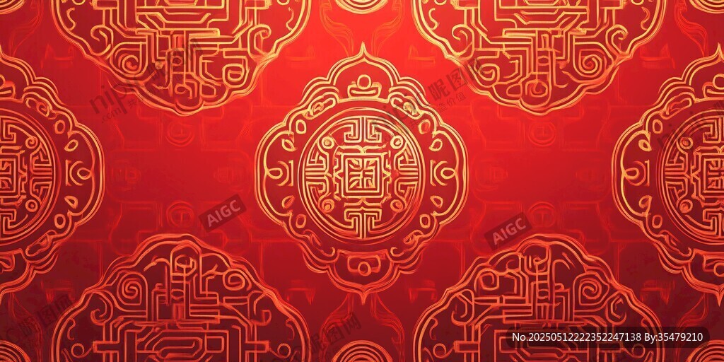 中式红金传统花纹图案