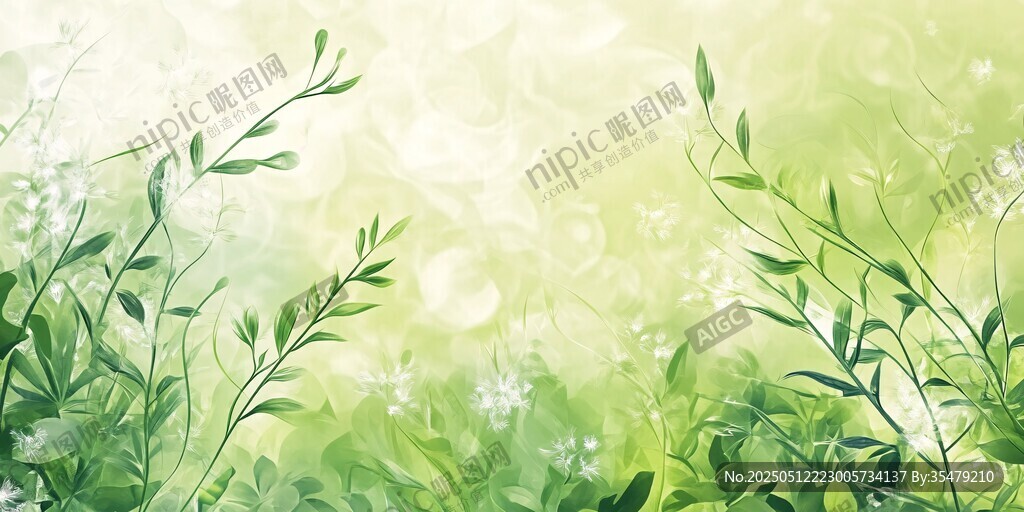 清新绿野植物背景图