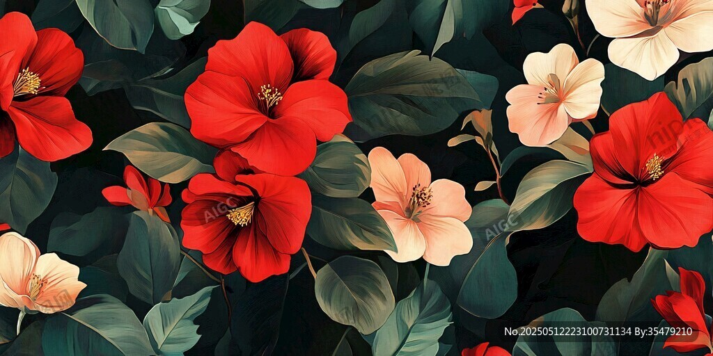 艳丽花卉图案 自然之美