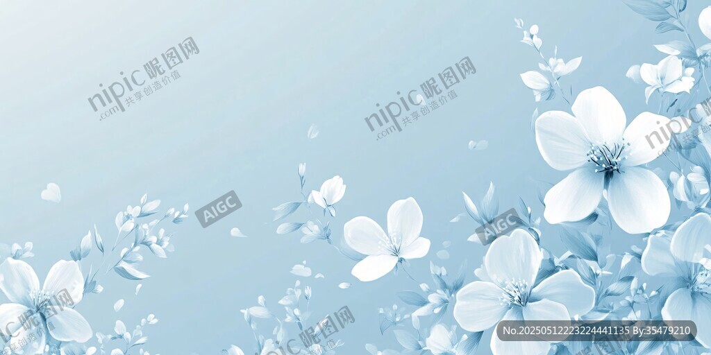 淡蓝色花朵背景唯美画面