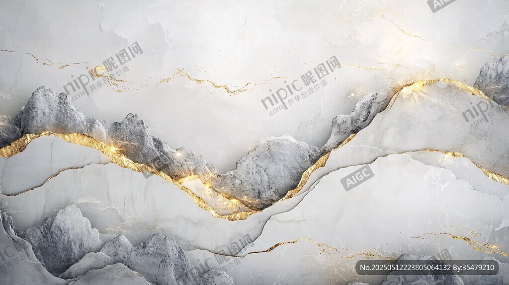 水墨金纹山水意境背景图