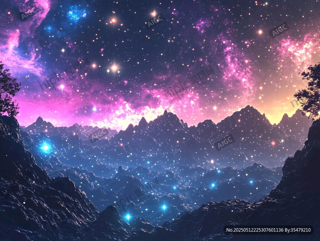 梦幻星空下的壮丽山脉