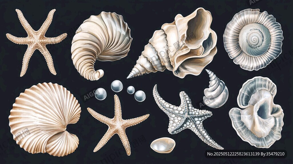 海洋贝壳与海星精美集合