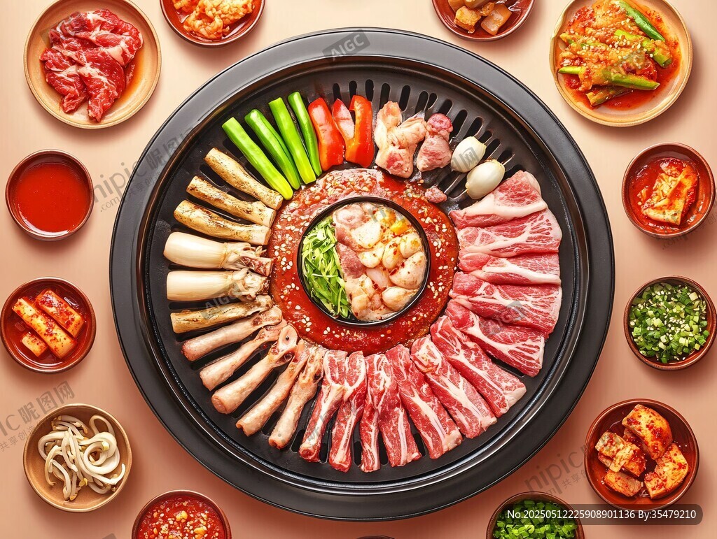 丰盛韩式烤肉食材大集合