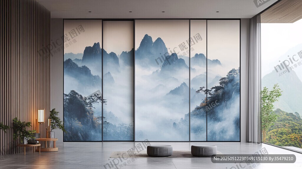 中式山水屏风装点雅致空间