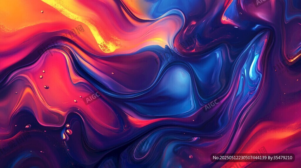 流动炫彩液体抽象艺术画面