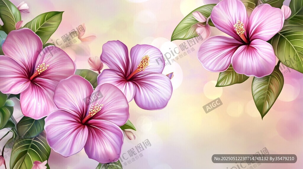梦幻粉槿花 清新自然美景