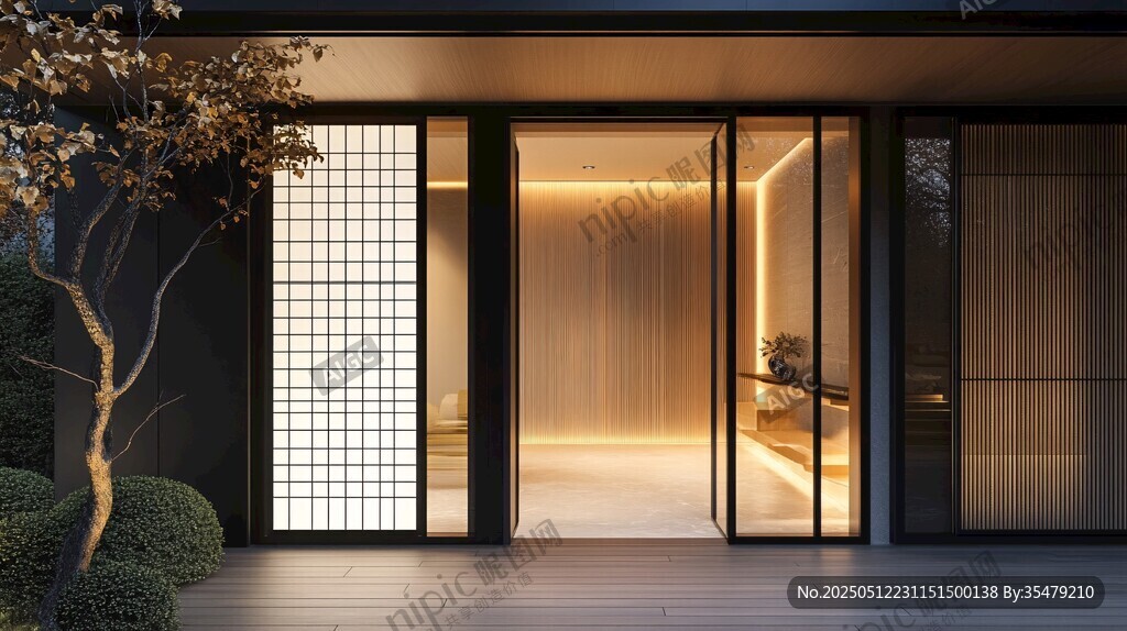 日式简约风住宅入口景致