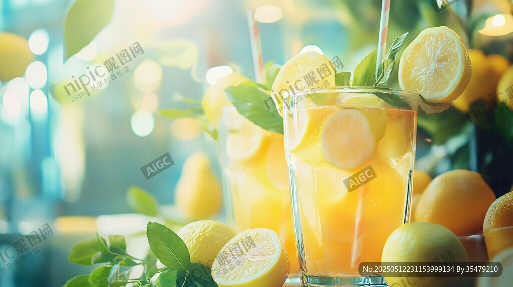 清凉柠檬饮品 夏日好滋味