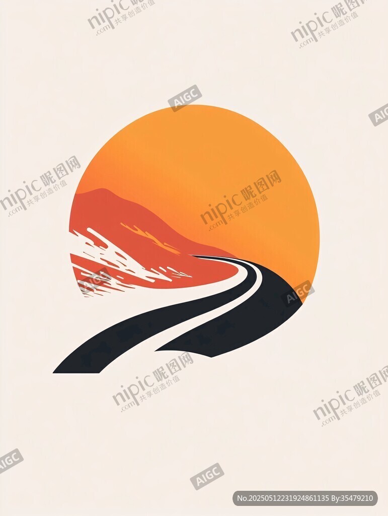落日下的蜿蜒公路美景