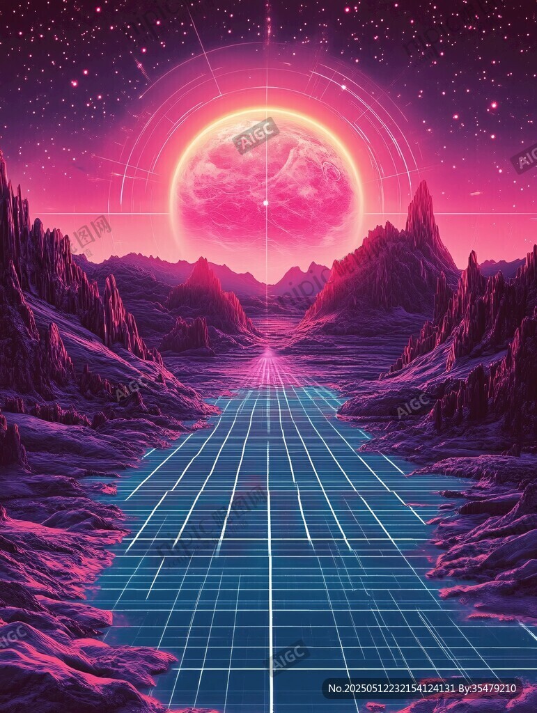 梦幻赛博朋克风外星景观