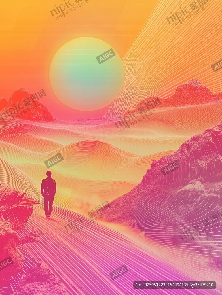 梦幻旅人漫步绚烂山间