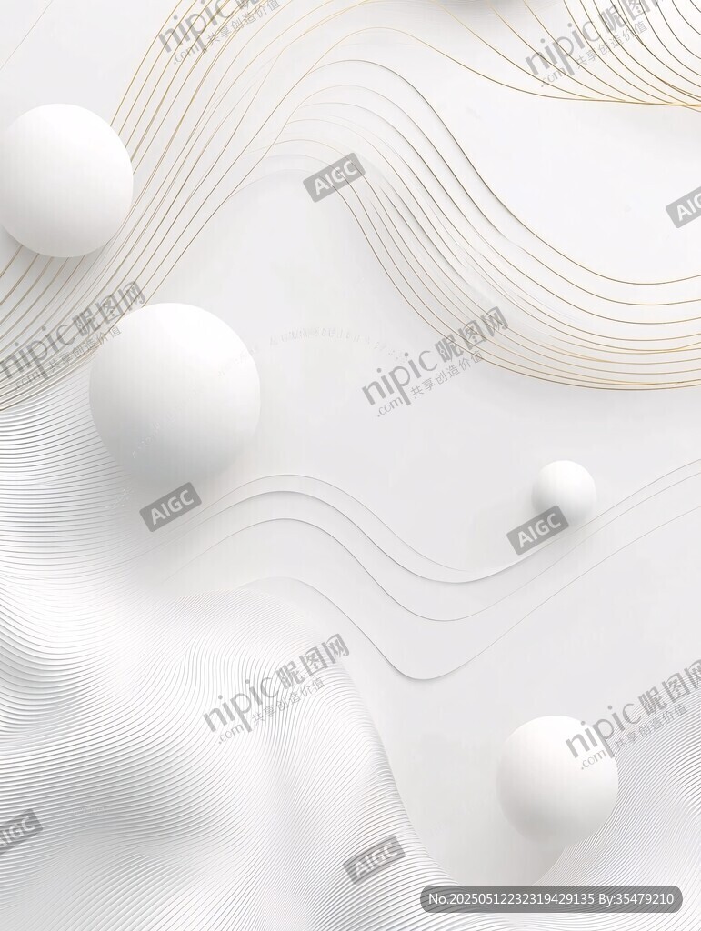 白色极简3D球体线条背景