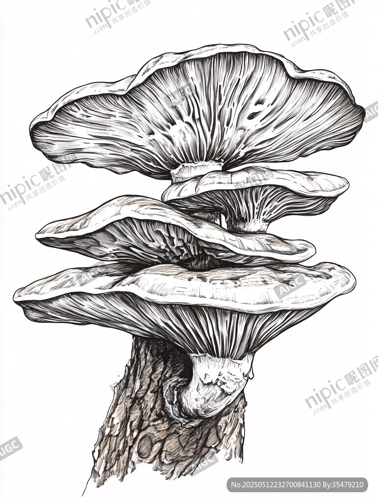 手绘堆叠平菇图案