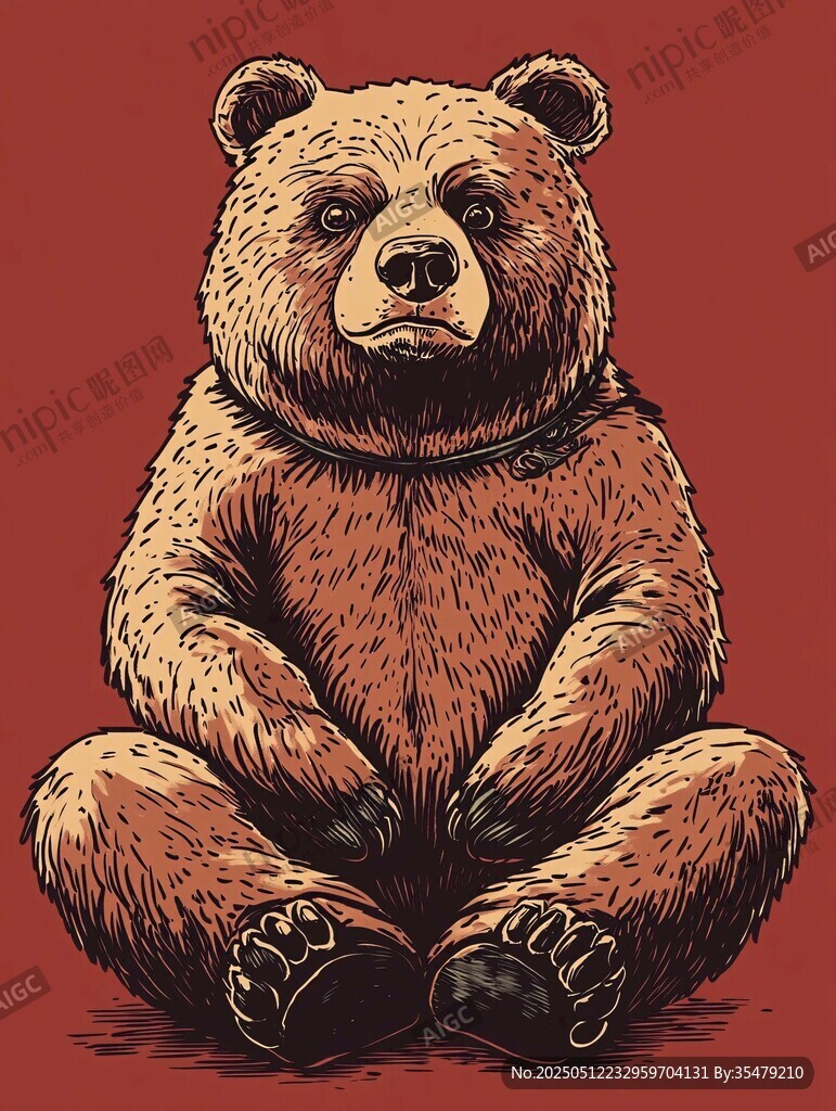坐姿棕熊插画