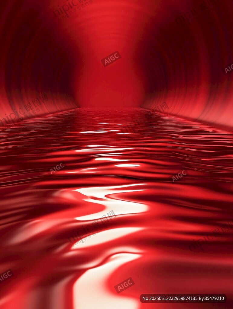 红色动感波纹液体背景