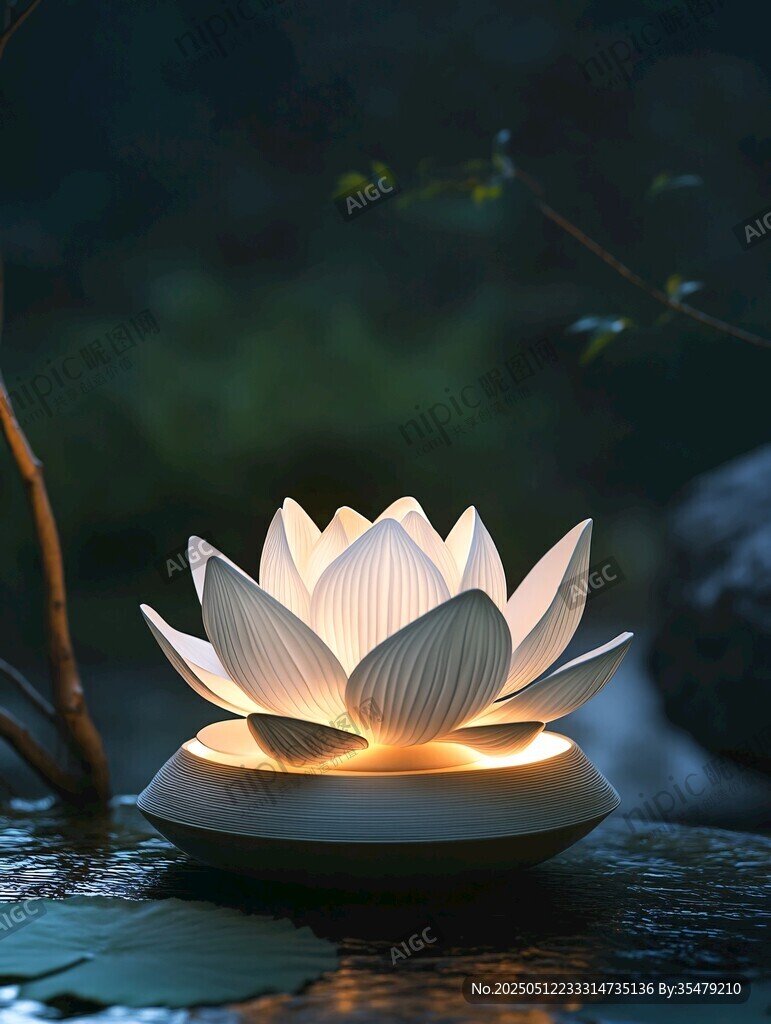 莲花造型夜灯点亮静谧氛围