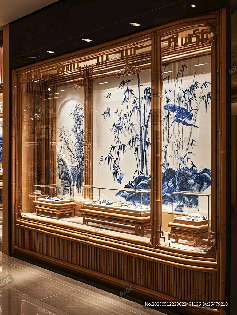 中式典雅珠宝店橱窗展示