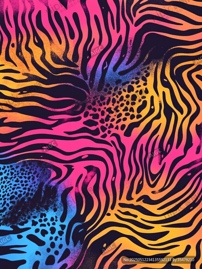 绚丽斑马豹纹混合图案