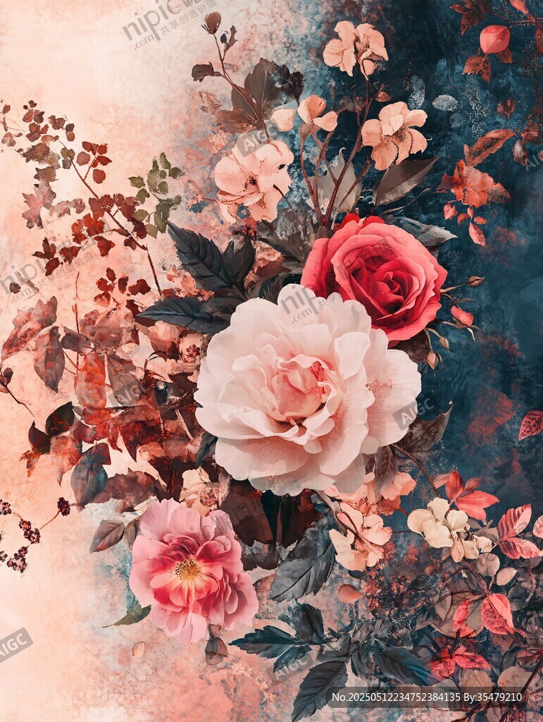 梦幻花卉插画