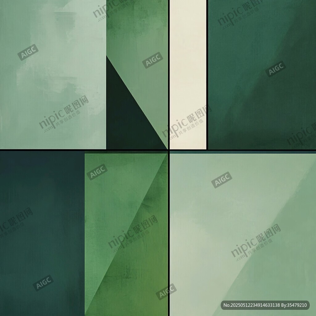 绿色几何拼接抽象艺术图案