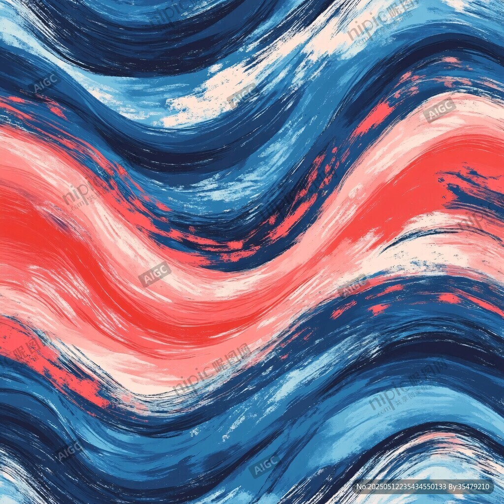 蓝红交织的动感波浪纹理