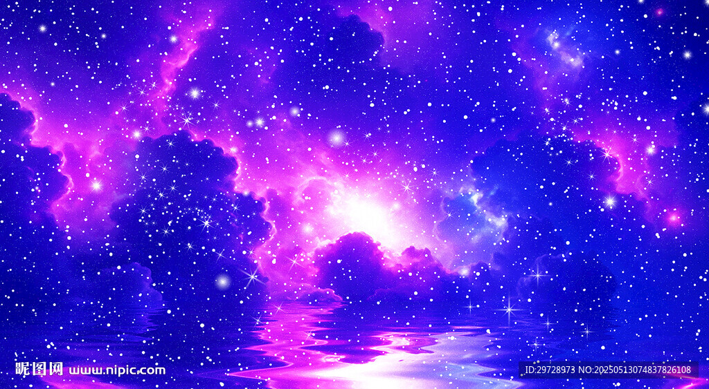 梦幻星空下的静谧水面