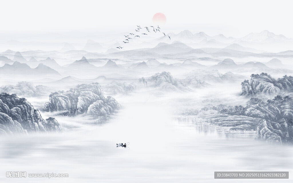 意境水墨山水画
