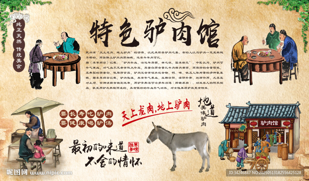 驴肉馆背景墙