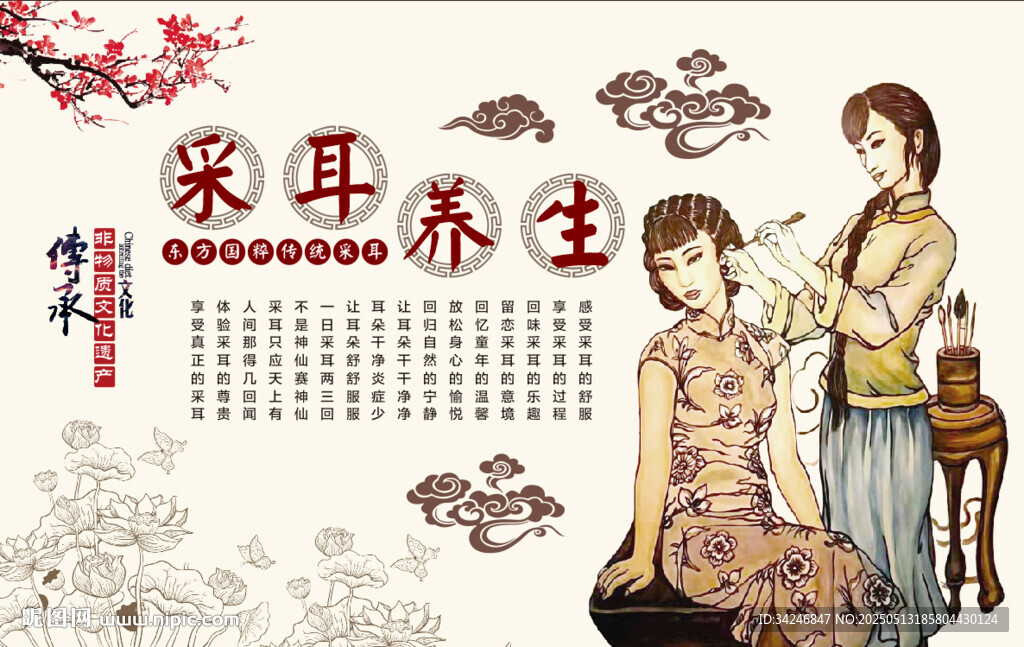 采耳养生背景墙