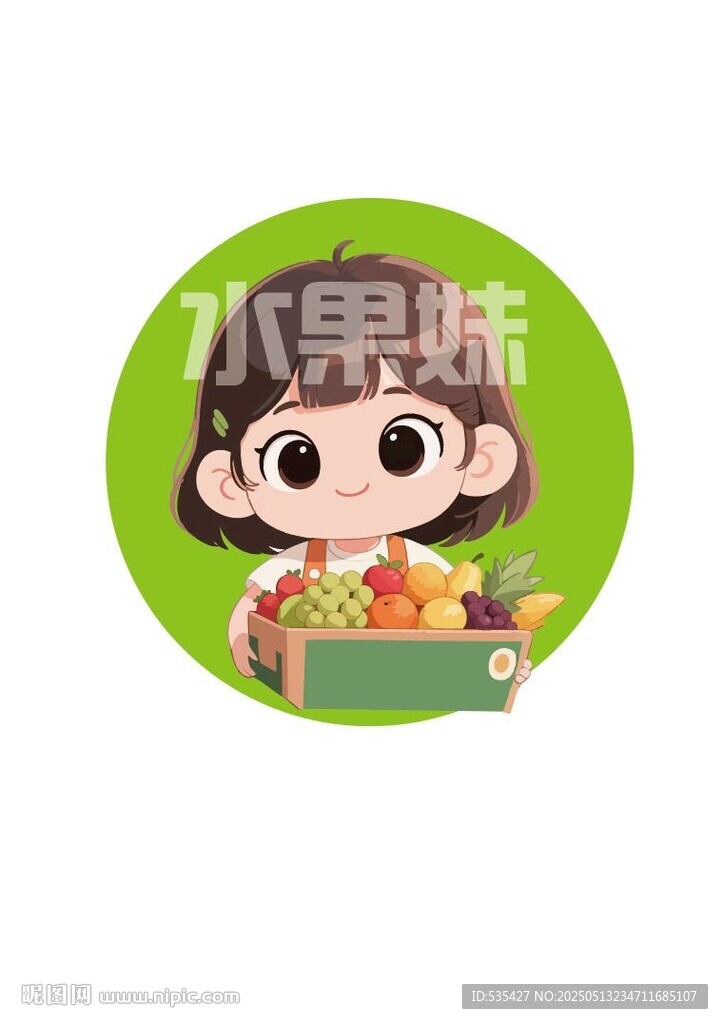水果姐卡通形象展示水果