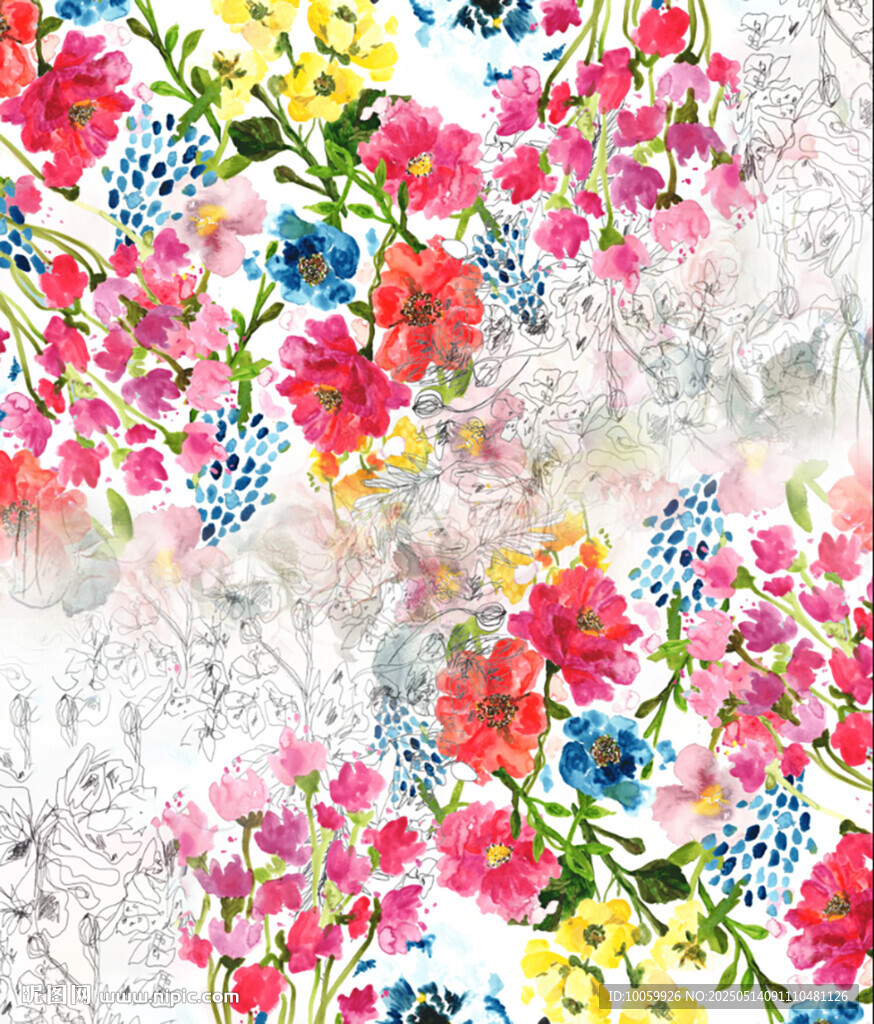 几何小碎花服装数码印花