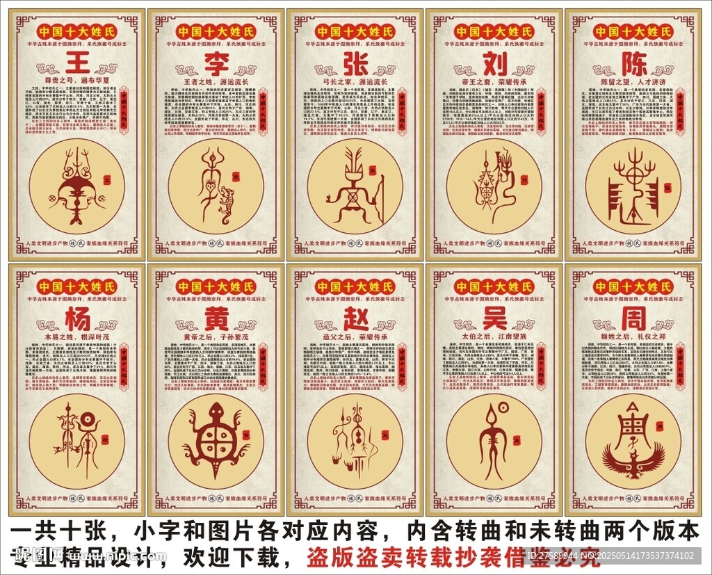 中华十大姓氏海报展板挂画宣传