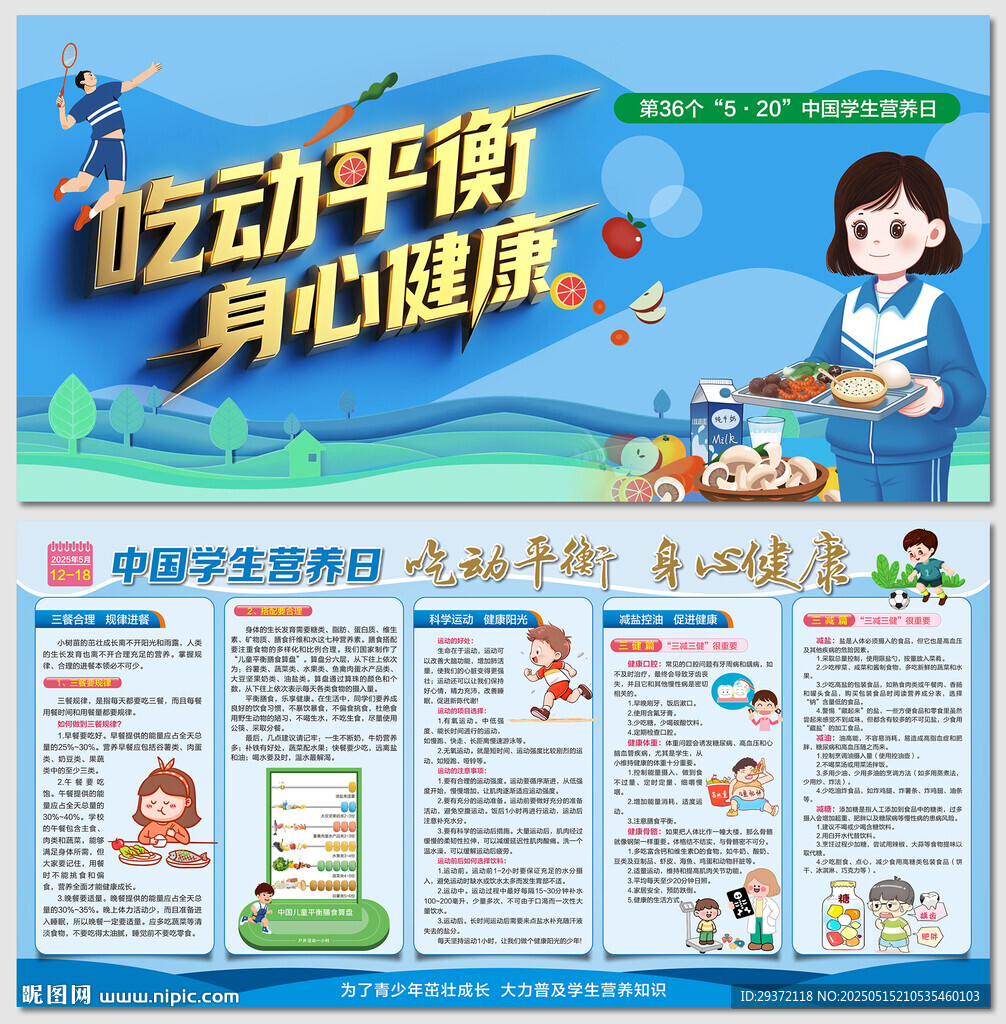 中国学生营养日吃动平衡展板