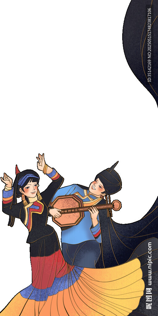 少数民族载歌载舞场景