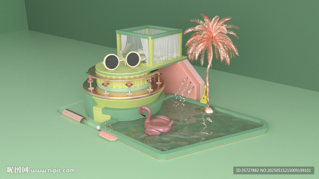 3D泳池动画