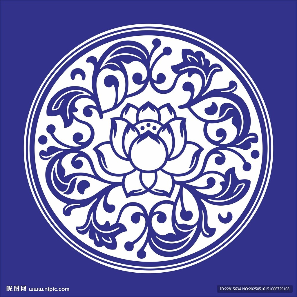 矢量缠枝莲纹莲花纹传统图案