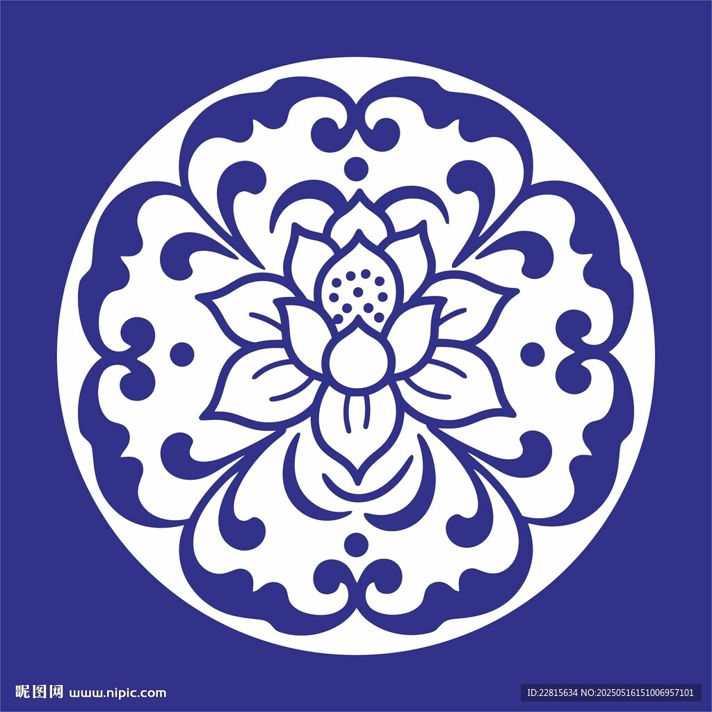 矢量缠枝莲纹莲花传统花纹图案