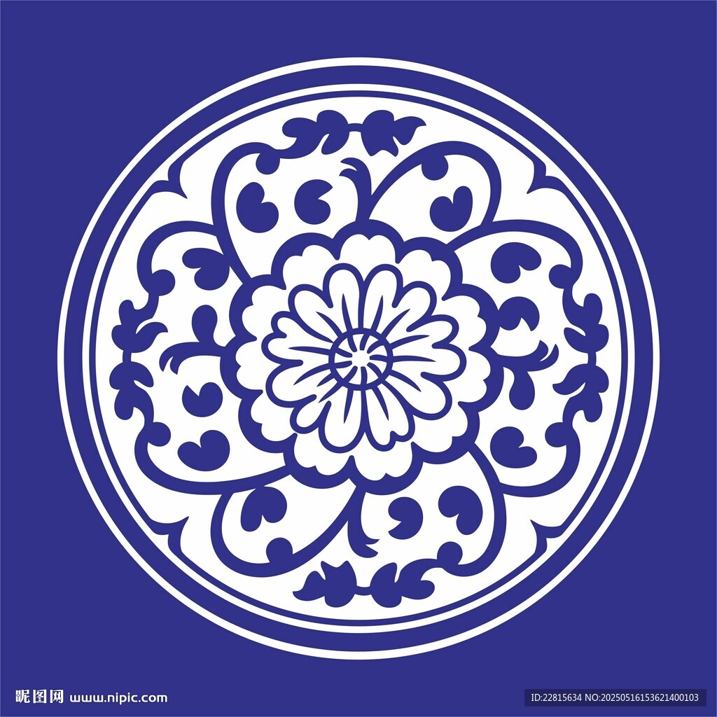 矢量缠枝菊花传统花卉纹图案
