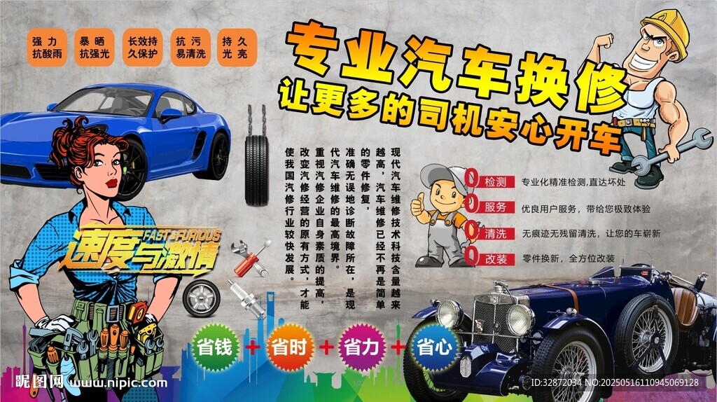 汽车维修保养背景墙