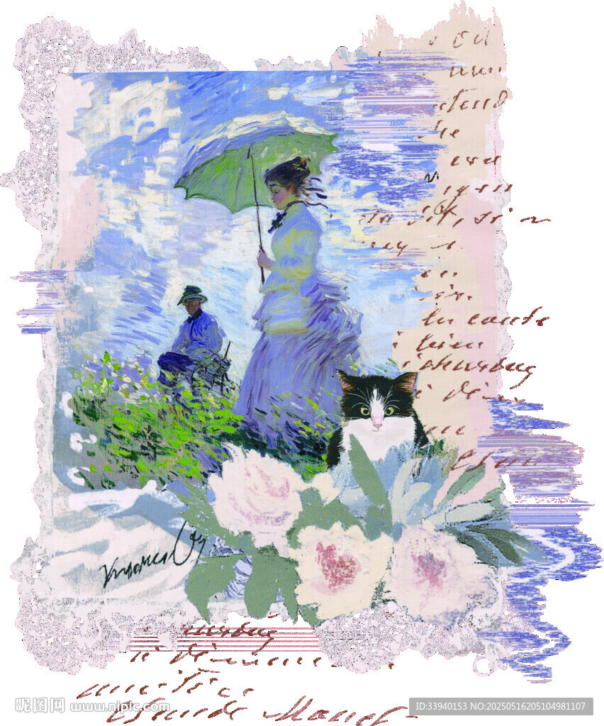 莫奈风格花卉人物绘画