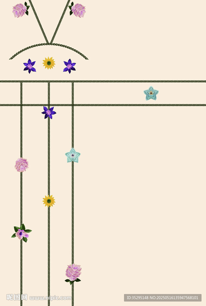 彩色花朵风铃装饰图