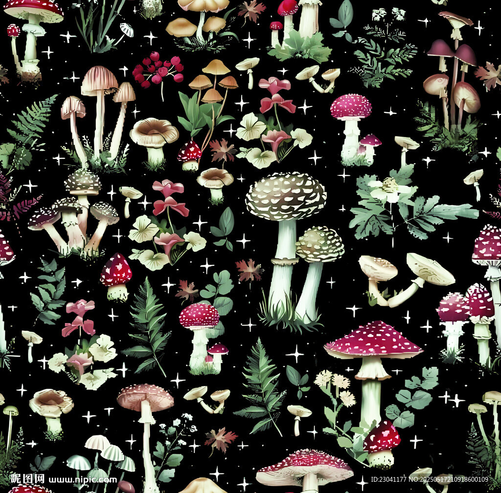 奇幻蘑菇森林图案设计