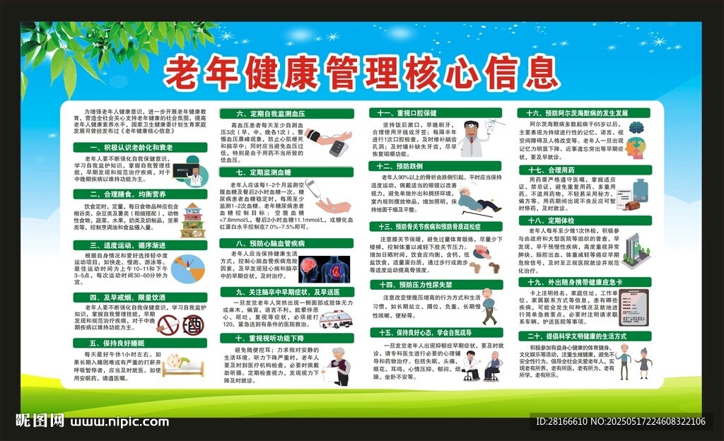 老年健康管理核心信息宣传栏