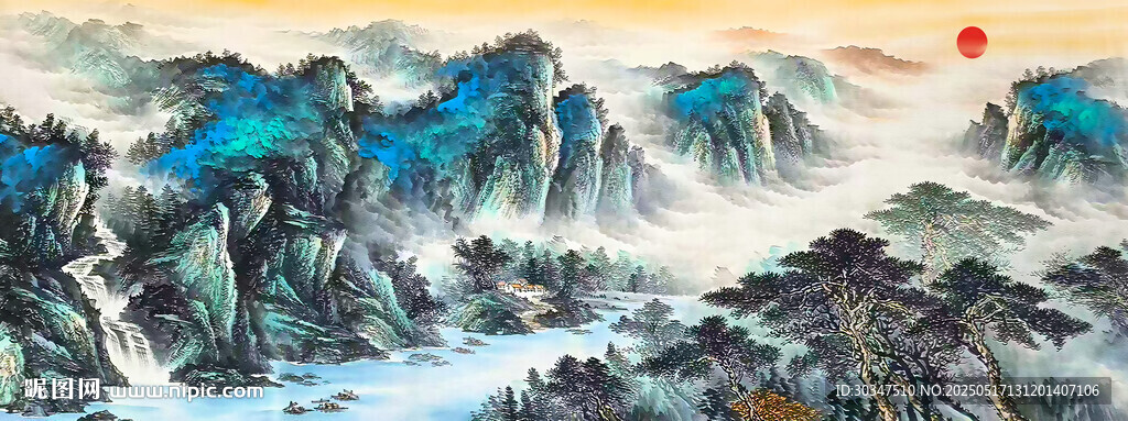 迎客松国画山水