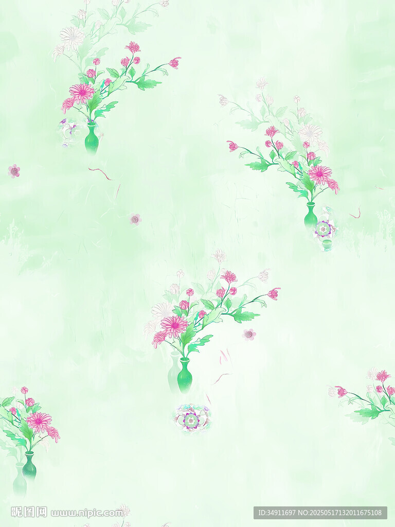 水墨风花卉图案背景图