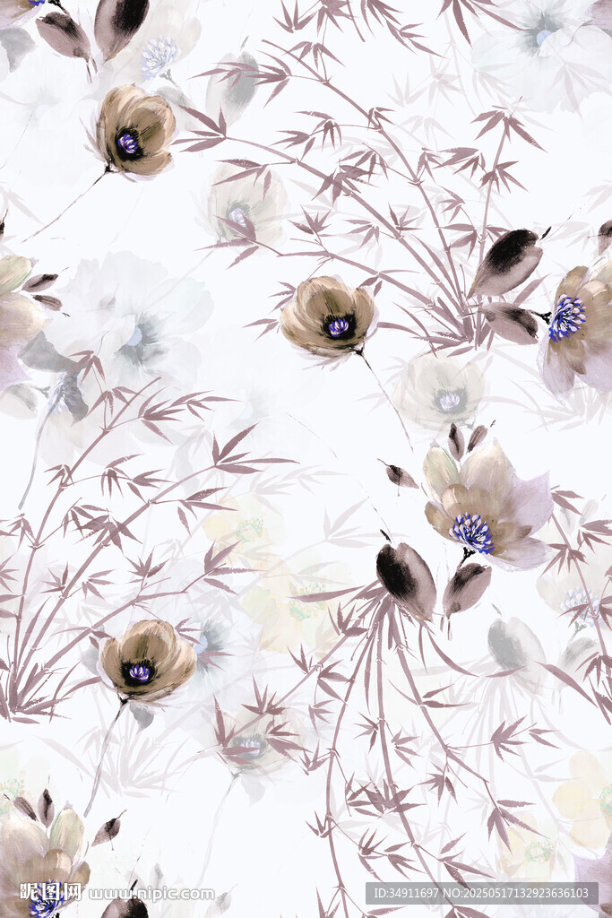 淡雅花卉图案背景纹理